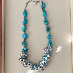 Turquoise and Silver Beaded Necklace